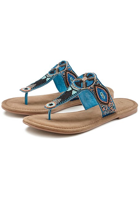 Blue Multi Beaded Detail Sandals X60045 | LASCANA