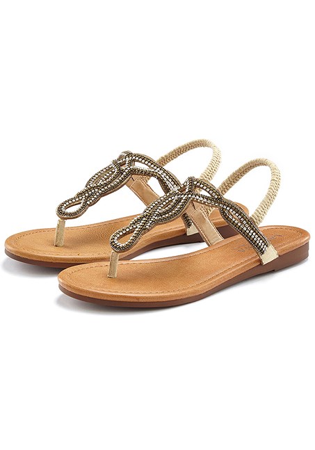 Natural Embellished Beaded Sandals X60047 | LASCANA