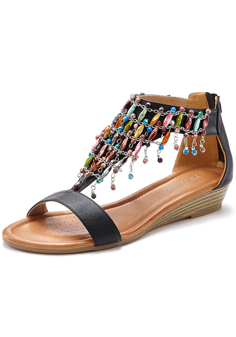  Beaded Wedge Sandals - image