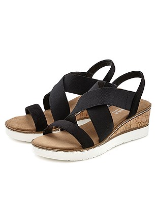 Ankle Strap Wedge Sandals product image (X60079BK_1)