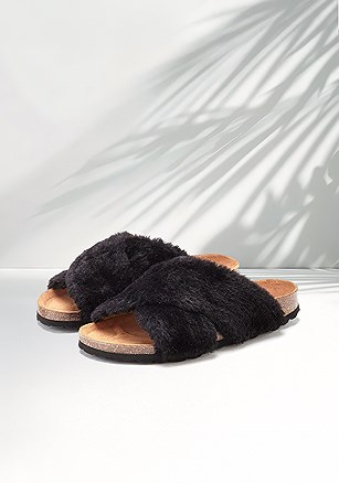 Faux Fur Slippers product image (X60121.BK.1.B042825)