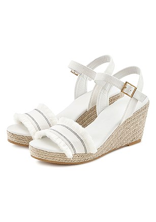 Fringe Detail Wedge Sandals product image (X60148.WH.1)