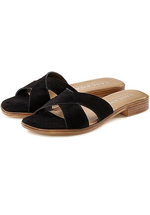 Suede Cross Strap Mules product image (X60156.BK.1)