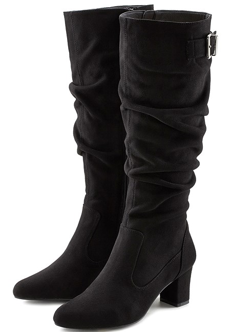 Black Buckle Detail Tall Boots X60165 | LASCANA