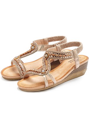 Beaded Wedge Sandals product image (X60174.RSGL.1)