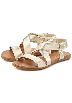 Metallic Wide Strap Sandals product image (X60390.GD.1)