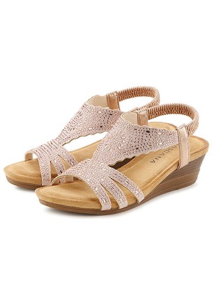 Embellished Wedge Sandals product image (X60397.RSGD.1)