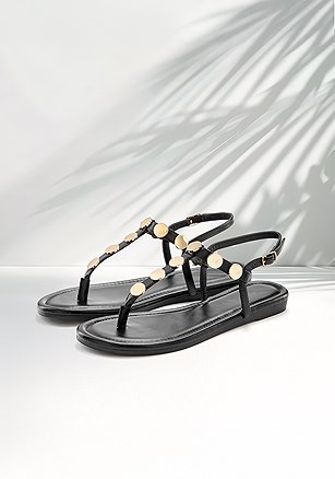 T-Strap Embellished Sandals product image (X60399.BK.1.B4925)