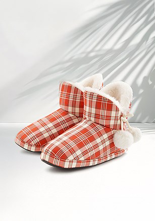 Plaid Bootie Slippers product image (X60414.RDBE.1.B)