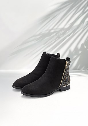 Leopard Detail Zip Up Booties product image (X60416.BKLE.1.B)