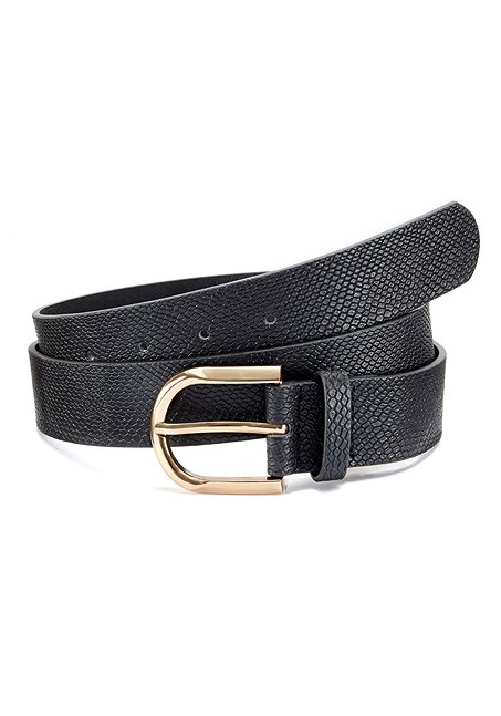 Black Metallic Faux Leather Belt X63116 | LASCANA