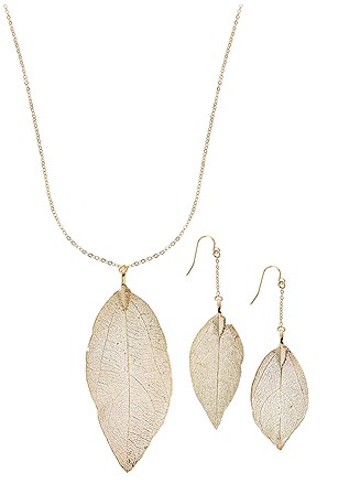 Leaf Necklace And Earrings Set product image (X63132.GD.1)