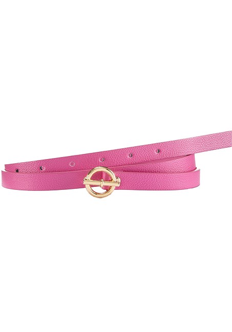 Pink Faux Fur Brown Belt