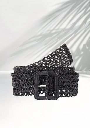 Woven Faux Leather Waist Belt product image (X63375.BK.1.B)