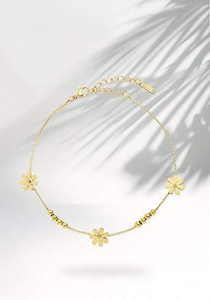 Flower Charm Anklet product image (X63380.GD.1.B)