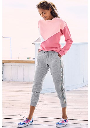 Shimmer Stripe Sweatpants product image (X64010RSMO.X65005GYMO_1)