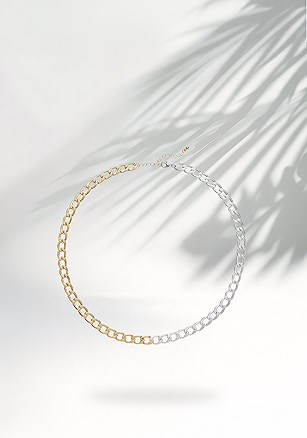 Two Tone Curb Chain Necklace product image (X66322.GDSL.1.B82725)