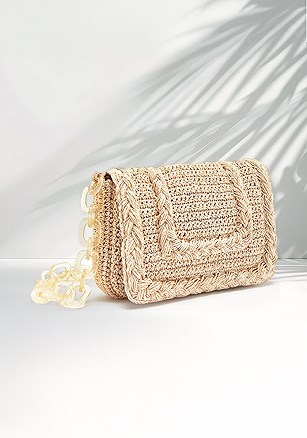 Chain Strap Raffia Bag product image (X67325.BE.1.B4925)